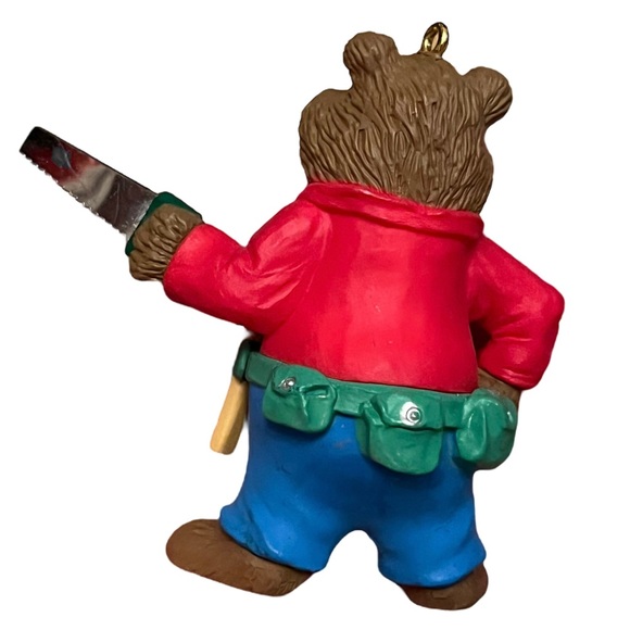1993 Hallmark Dad’s Workshop Keepsake Ornament Bear with Saw - Picture 2 of 4